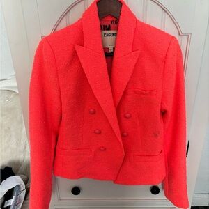 L'AGENCE Vibrant Coral Double-Breasted Blazer